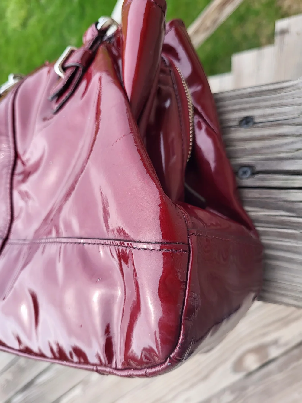Coach Patent Leather Shoulder Bag in Deep Red - Picture 12 of 13
